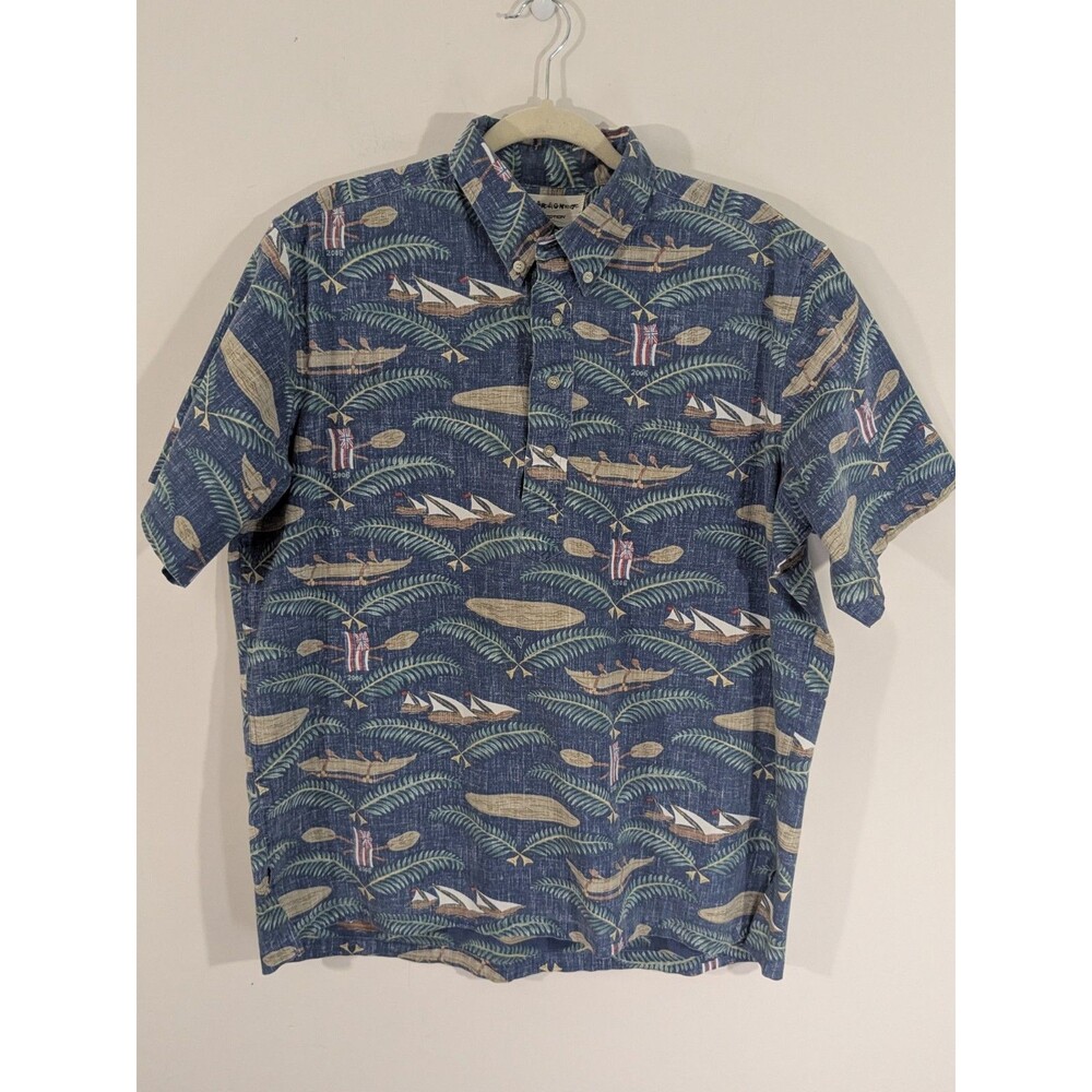 Vtg Reyn Spooner Shirt Dietrich Varez Size L Hawaiian Sailboat England Flag 06